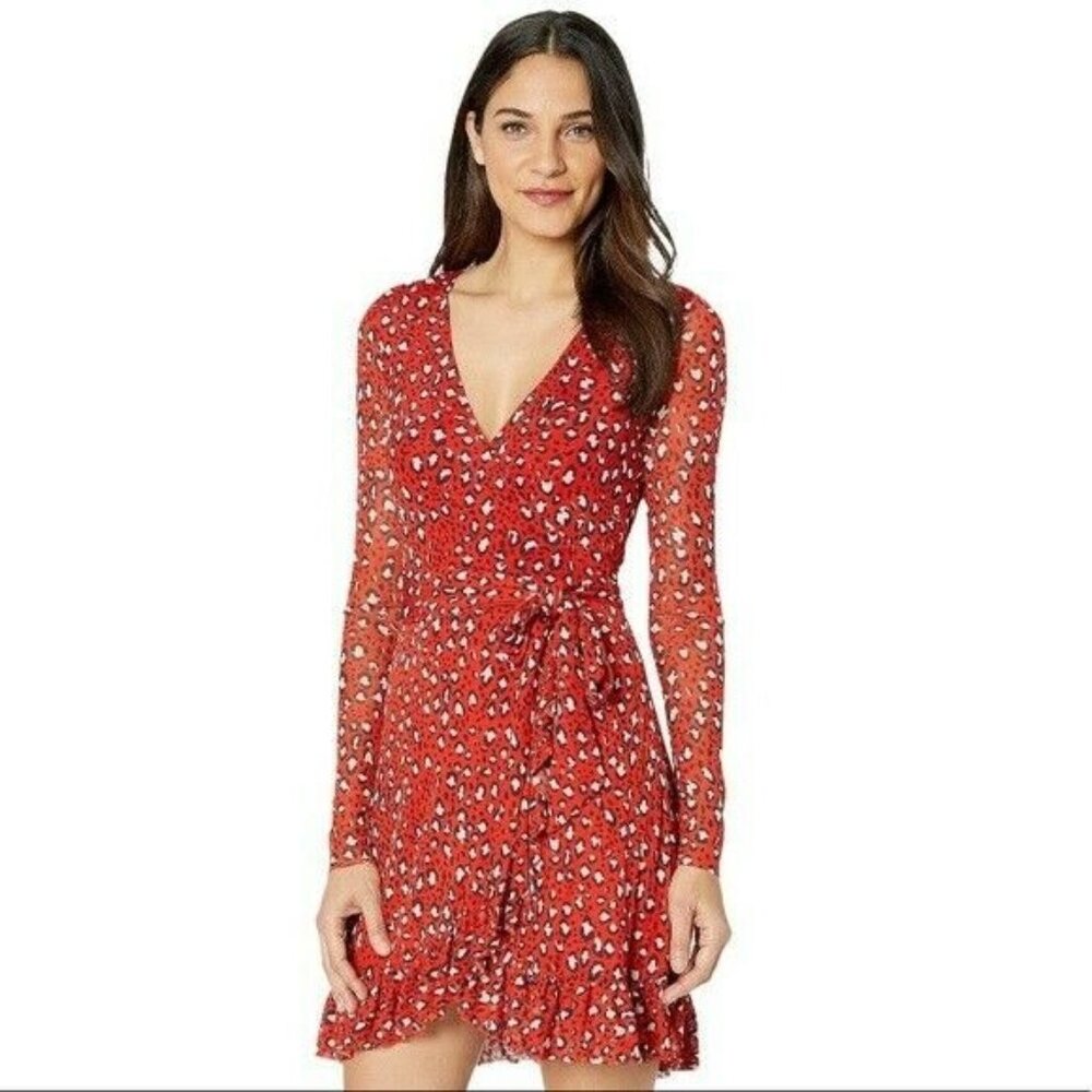 Sanctuary Emma Ruffled Wrap Dress, Red, Size M